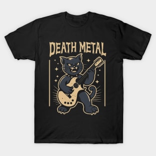 Death Metal Satanic Baphomet Cat playing guitar T-Shirt